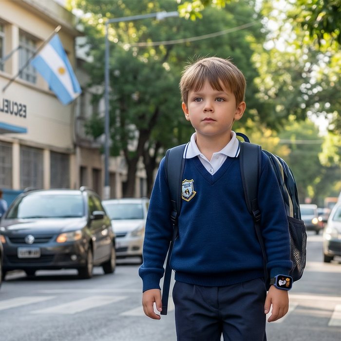 Niño en etapa escolar con Panda Watch Pro